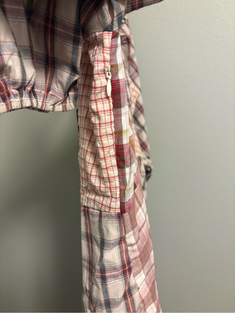 Red Plaid Maxi Dress with Square Neck and Puff Sleeves - Picture 3 of 4